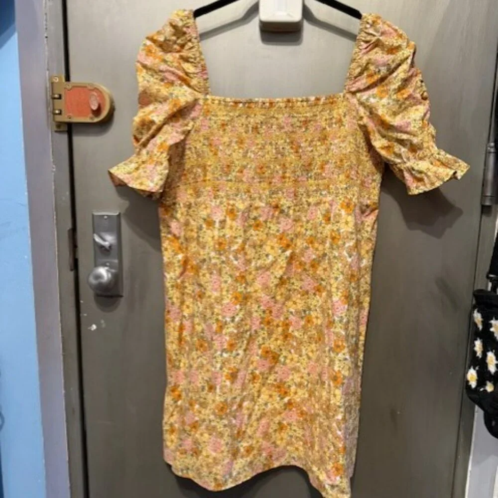 Retro & Other Stories cotton floral printed smock mini dress in multi - Picture 3 of 16